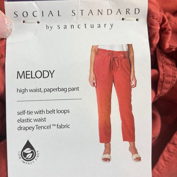 Sanctuary New Ankle Pants Paperbag Waist Drape Fit Tencel Rust Women’s Size XXL - Picture 9 of 12